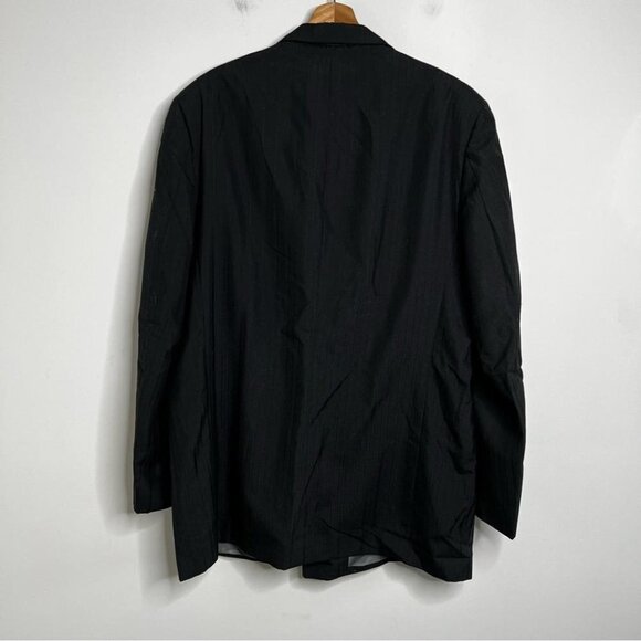 Oleg Cassini Mens Size 46L Black Double Breasted Blazer Sport Coat Suit Jacket - Picture 2 of 10